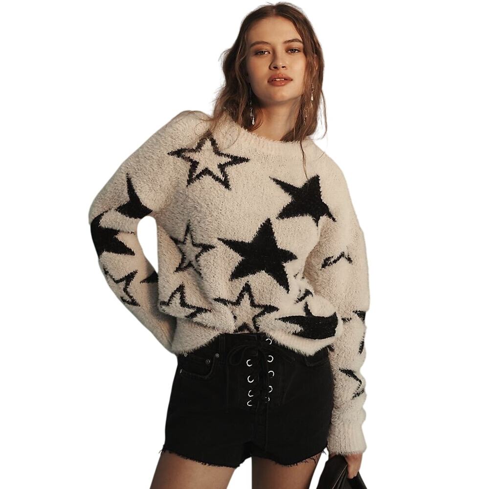 Anthropologie Pilcro Patterned Eyelash Sweater, S